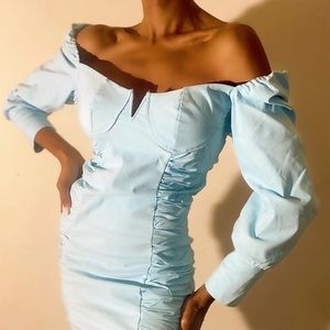 Blue puff sleeves dress PLT